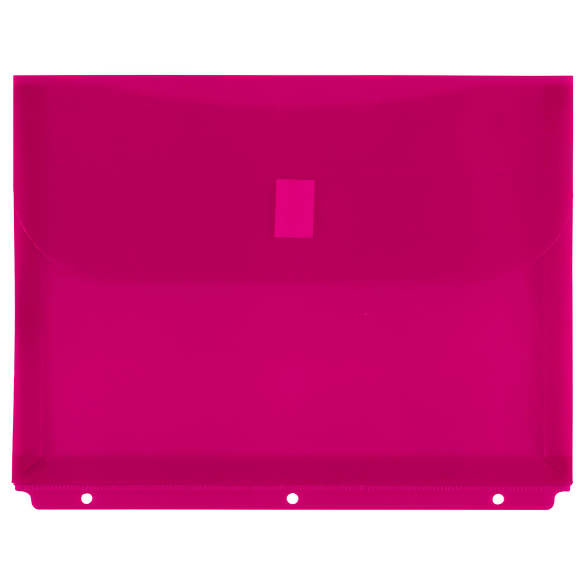 JAM Paper 9.5" x 11.5" Plastic 3 Hole Punch Binder Hook & Loop Closure Envelopes, 6ct.